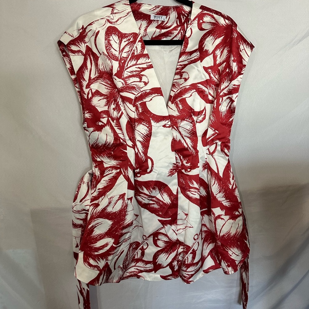 Stylish Red Floral Women's Blouse